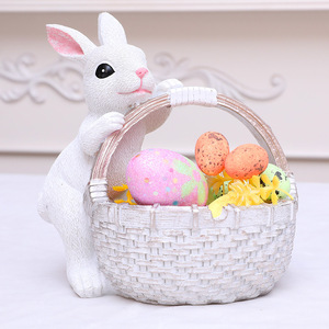 Wholesale New Creative Bamboo Basket with Resin Rabbit Decoration <strong>Easter</strong> <strong>Ornaments</strong> for Children - Product Image 3