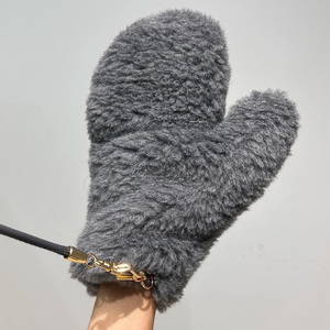 Gants en laine d'agneau chauds d'automne et d'hiver Jancoco en gros, <span class=keywords><strong>mitaines</strong></span> en fourrure d'agneau véritable personnalisées pour femmes - Product Image 4