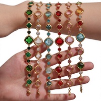 Bracelet en perles de verre tchèque à facettes haute brillance, jonc en acier inoxydable transparent à facettes multiples pour femme, inaltérable