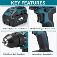 Perceuse-visseuse sans fil JOEPON 36V, double batterie, mandrin en acier 6D, vitesse variable 1350 tr/min, bricolage, travail du bois, vente en gros d'usine OEM