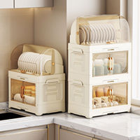 Boîte de rangement en plastique pour assiettes et bols, support de rangement vertical pour couverts de cuisine, anti-poussière, drainant, organisateur poli