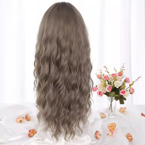 Venta caliente peluca para mujer encaje frontal rizado aire flequillo trenza diadema fibra sintética Pelo Largo rizado - Product Image 3