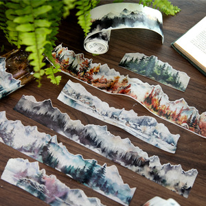 1 rollo de cinta de montaña, Río y cielo serie Collage paisaje DIY Material reciclado pegatinas - Product Image 1