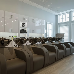 Chaise de barbier pliable de luxe au design moderne, table de pédicure, table de manucure, chaise de shampooing en cuir synthétique, lavabo de salon - Product Image 1