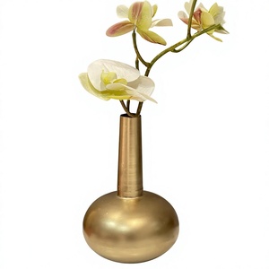 Metal Flower <b>Vase</b> for Home Decor Vintage Antique Decorative <b>Vase</b> Shiny <b>Gold</b> Finish for Living Room Bedroom Office Table Centerpi - Product Image 1