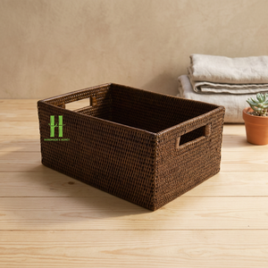 Nuevo producto tejido a mano ecológico hogar protección del medio ambiente Almacenamiento de ratán Natural cesta de ropa sucia moderna con asa - Product Image 1