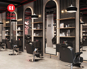 Support de barbier moderne personnalisé pour l'ameublement intérieur de salons de coiffure de luxe |   Vitrine de présentation pour salon de coiffure masculin - Product Image 1