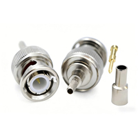 Conector Coaxial RF BNC-J-5 BNC/Q9 Macho con Conexión de Crimpado Apto para Cables SYV50-5/5D-FB