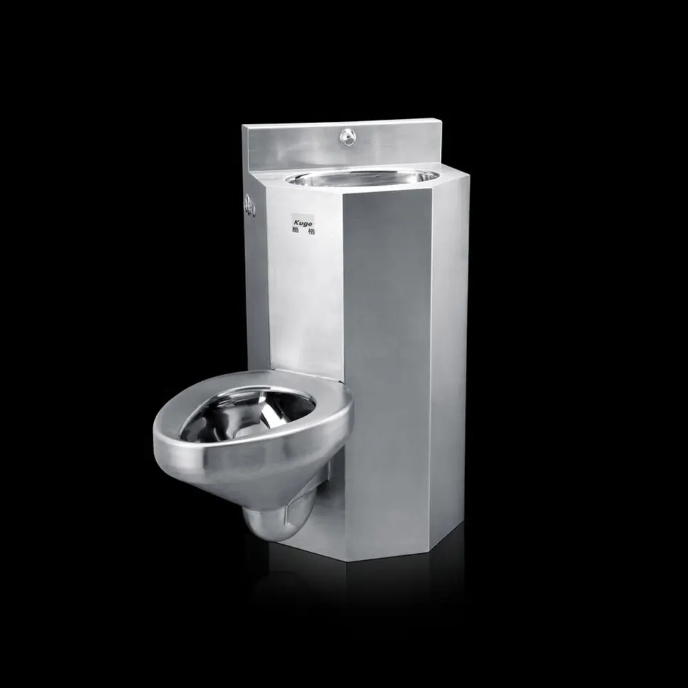 Kuge Professional Hersteller einteilige Hochsicherheits-Gefängnis-Kombination toilette aus Edelstahl