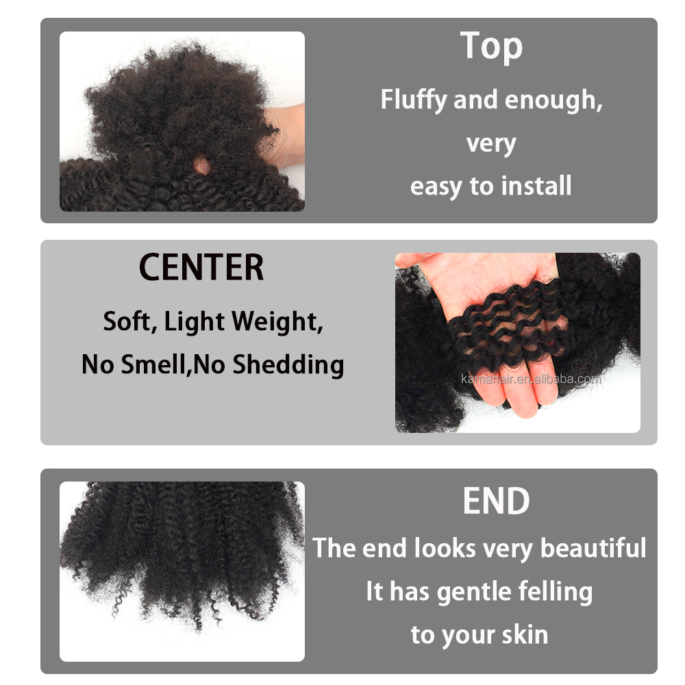KAMA Hair Bulk | Afro Kinky Curly Human Hair Bulk | Wholesale Kinky Curly Human Hair Bulk Remy Bulk Human Hair for Braiding Detail Section 3