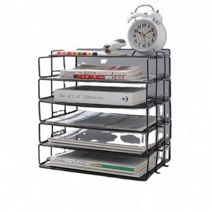 Estante de Pared de Metal con Malla Metálica, Estante de Almacenamiento de Periódicos y Revistas de Cinco Niveles, Estante para Archivos A4, Almacenamiento de Oficina - Product Image 1