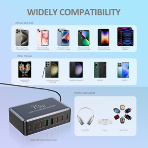 Chargeur USB multiple rapide Ilepo 70W <span class=keywords><strong>6C</strong></span> 2A 8 ports CE FCC ROHS PSE Electrkit pour téléphones portables – Meilleures ventes - Product Image 4