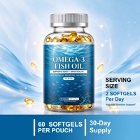 Gélules d'huile de poisson Oméga 3 à marque privée OEM, 2500 mg EPA DHA, 60 gélules, complément nutritionnel quotidien