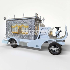 Voiture funéraire électrique de style royal, ornement floral argenté en relief, calèche vintage pour cortège funéraire - Product Image 2