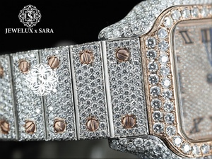 Reloj de Diamantes Moissanite con Corte Brillante Estilo Hip Hop, Totalmente Engastado, de Lujo, Moda, Cuarzo Analógico, Acero Inoxidable y Cristal para Uso Profesional - Product Image 3