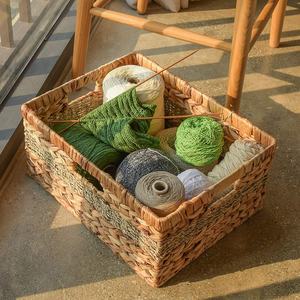 3 Set doğal su sümbülü saklama sepetleri düzenlemek için dekoratif seagrass sepetleri taşıma kolları ile - Product Image 6