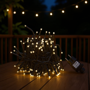 Led Light String Warm White 100 Bulbs Black <b>Wire</b> Indoor Outdoor Decoration - Product Image 3