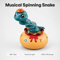 Jouet Serpent Rotatif Sensoriel avec Effets Sonores et Musique, Batterie au Lithium Rechargeable 300mAh, Câble USB-C pour Tout-Petits