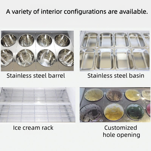 Vetrina Refrigerata per Gelato da 12-20 Vaschette, Congelatore da Banco con Base in Marmo per Gelateria - Product Image 4