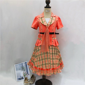 Elsali abiti per ragazze musulmane colletto alla moda piccolo con sciarpa decorazione di gioielli abito pieghettato <span class=keywords><strong>abbigliamento</strong></span> per bambini 3 pezzi - Product Image 1
