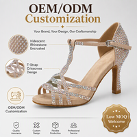 Sandales à talons hauts en satin scintillant pour femmes, ornées de strass, personnalisées, 9,5 cm, chaussures de danse latine, chaussures de salsa, chaussures de danse de salon