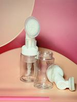 Expédition rapide 100ml peau douce au toucher nettoyant pour le corps lavage du visage Massage bouteilles moussantes en plastique pour animaux de compagnie avec pompe à lotion brosse en silicone