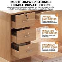 Bureau d'ordinateur moderne et élégant, poste de travail individuel en bois, petit bureau robuste avec 3 tiroirs et serrure, convertible