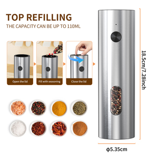 Thép không gỉ muối và hạt tiêu Mills USB sạc tự động muối và hạt tiêu máy xay điện muối và hạt tiêu Máy xay Set - Product Image 4