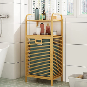 Tùy Chỉnh Nhà Máy Vải Túi Giặt Hamper Giỏ Tre Lưu Trữ Kệ Gỗ Giặt Hamper - Product Image 4