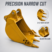 Godet de tranchée étroit avec broches de fixation incluses, support renforcé pour attache d'excavatrice PC135