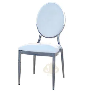 New Design High Hardness Luxury Banquet Round Back Silvery Stainless Steel Chairs For Events Luxury