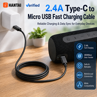 Câble Type-C vers Micro USB 2.4A 12W Charge Rapide 480Mbps Synchronisation des Données Câble PVC pour Smartphones, Banques d'Alimentation et Haut-parleurs