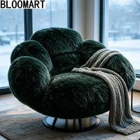 Fauteuil d'appoint en forme de patte d'ours, non pivotant, en fausse fourrure, fauteuil lounge moelleux, canapé simple rembourré