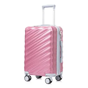 Business Texture Pink Abs Trolly Bags Travel Trolley Suitcase Carry On Wheels Luggage