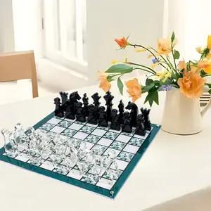 שחמט בינלאומי מותאם אישית סט משחקי שחמט צבעוני לוציט פרחוני אקריליק משחקי לוח שחמט