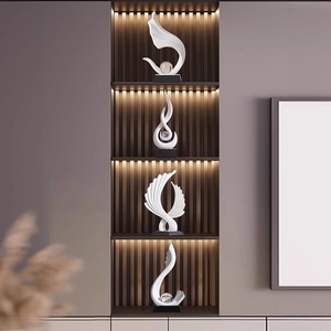 Décoration de meuble à vin en résine de luxe léger avec ornements Feng Shui abstraits modernes 'Vent et Eau en Harmonie' attirant l'argent - Product Image 2