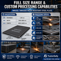 Plaque en acier allié anti-abrasion Premium NM450 NM450D, haute dureté, plaque anti-usure GB/T 24186 6-80mm FusionSally pour soudage et découpe