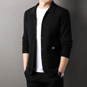 Popular knitted <b>cardigan</b> sweater men's spring and autumn jacquard top - Product Image 6