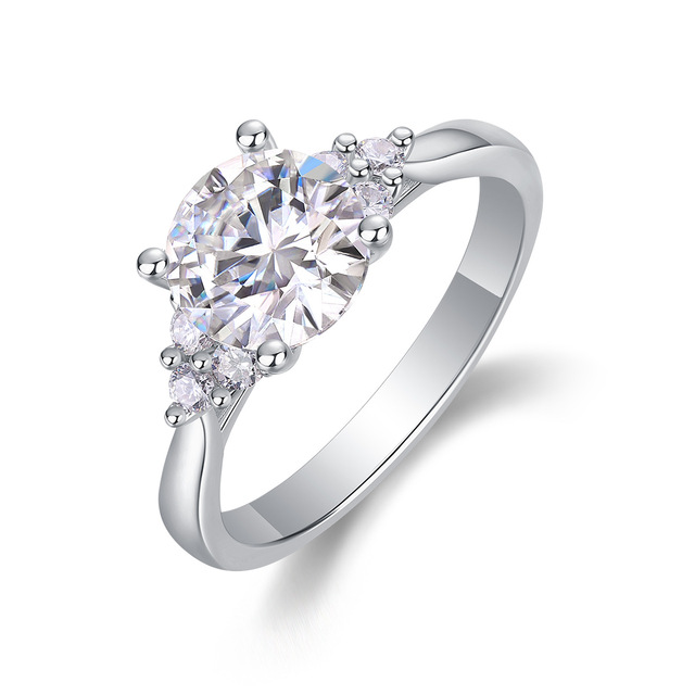 High Quality 925 Sterling Silver Engagement Wedding Ring Classic Style 2ct Moissanite Diamond for Gift Party 18k Metal Purity