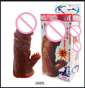 Crystal Lock Essenz <span class=keywords><strong>Brown</strong></span> Wolf Zahn Set Männliche Masturbation Massage Sex Tool G-Punkt Soft Extended <span class=keywords><strong>Penis</strong></span> Ärmel - Product Image 2