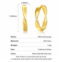 Boucles d'oreilles en or pour femmes Dan Jewelry avec base en argent sterling 925, style Huggie Hoop, pour un usage quotidien