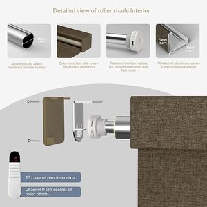 Stores enrouleurs modernes horizontaux en tissu polyester uni, occultants, pour fenêtres doubles françaises, pour usage quotidien dans les hôtels et les villas - Product Image 5