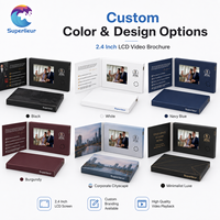 Brochure vidéo promotionnelle mince et rechargeable avec écran LCD 2,4 pouces 320x240, interrupteur magnétique et lecture automatique pour branding d'entreprise