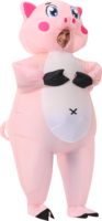 Costume de cochon rose gonflable pour adultes, modèle de dessin animé, 1,5-1,9 m, thème animaux, en polyester
