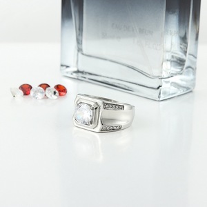 yunnique Geometric Silver Women's <b>Ring</b> With White Gemstone Prong Setting Fashion Jewelry Gift - Product Image 4