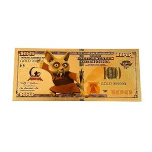 Nouvelle Banque de billets commémorative plaquée or 24 carats, motif Animaux de l'Association d'Anime Japonaise <span class=keywords><strong>Kung</strong></span> <span class=keywords><strong>Fu</strong></span> <span class=keywords><strong>Panda</strong></span>, objet de collection et cadeau - Product Image 2