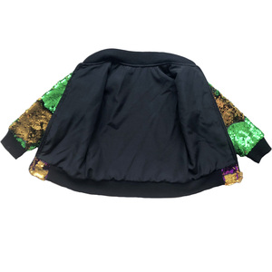 MommyและMe Mardi Grasแจ็คเก็ตชุดเบสบอลZip Cropped Coat Glitterเลื่อมผู้หญิ<span class=keywords><strong>ง</strong></span>BomberJacket - Product Image 4