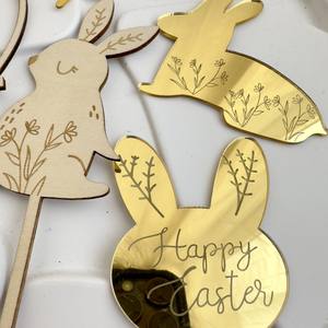 ของตกแต่งเค้กกระต่ายอีสเตอร์อะคริลิค น้ำผึ้งและรสหวาน อุปกรณ์ตกแต่งเค้กสุขสันต์วันอีสเตอร์สำหรับงานปาร์ตี้ - Product Image 1