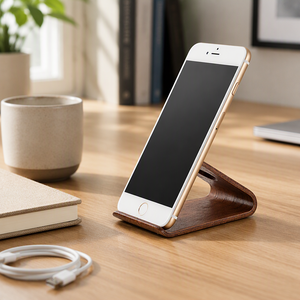 Supporto Portatile in Legno per Telefono, Semplice Supporto da Scrivania per Guardare TV e Video, Creativo Supporto per Telefono da Poltrona - Product Image 5