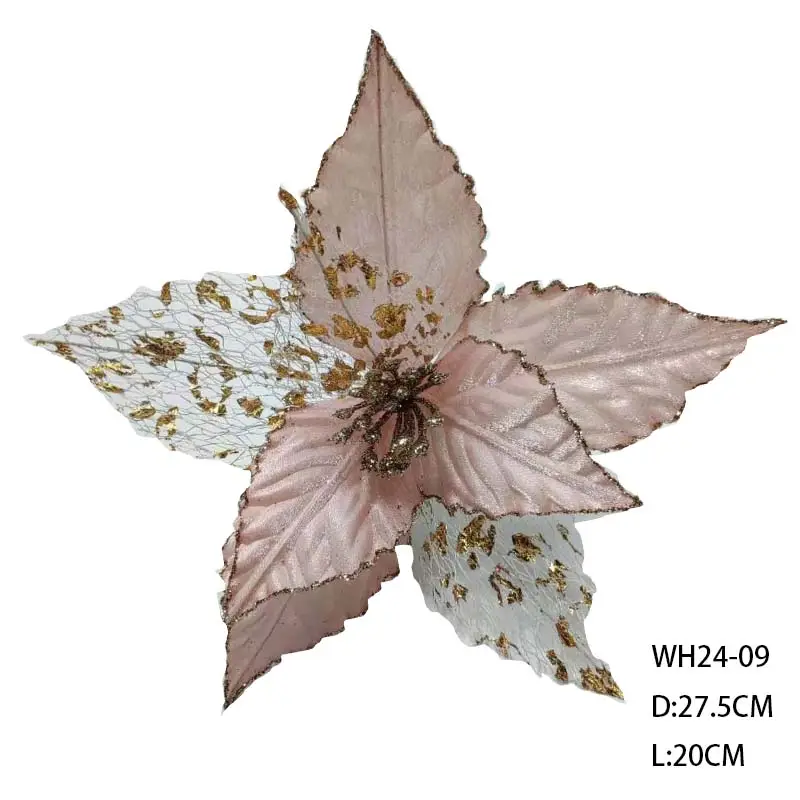 Vendita calda 27cm decorazioni fiori artificiali di natale ornamenti di fiori